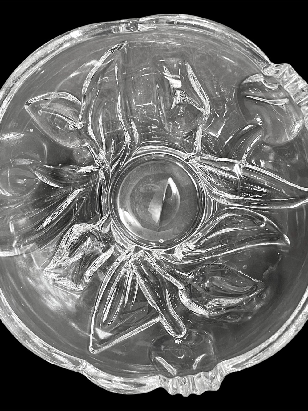Vintage 1970s Mikasa Germany "Spring Debut" Clear Tulips Crystal Serving Bowl - Picture 5 of 8